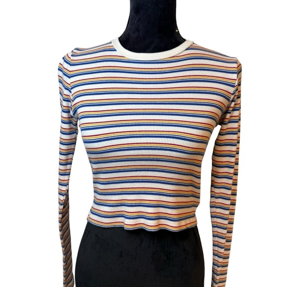 Brandy Melville | Santana Multicolor Striped Long Sleeve Top | Sz S - Picture 2 of 7